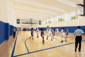 Rendering of the interior of the Shore Road gym space