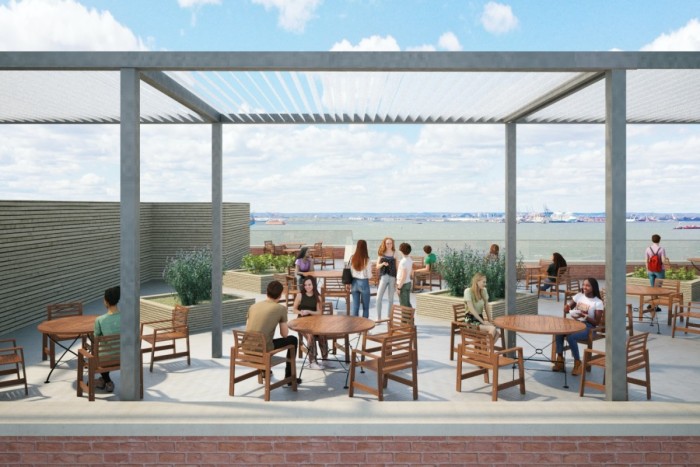 Another rendering showing the look and feel of the rooftop space.